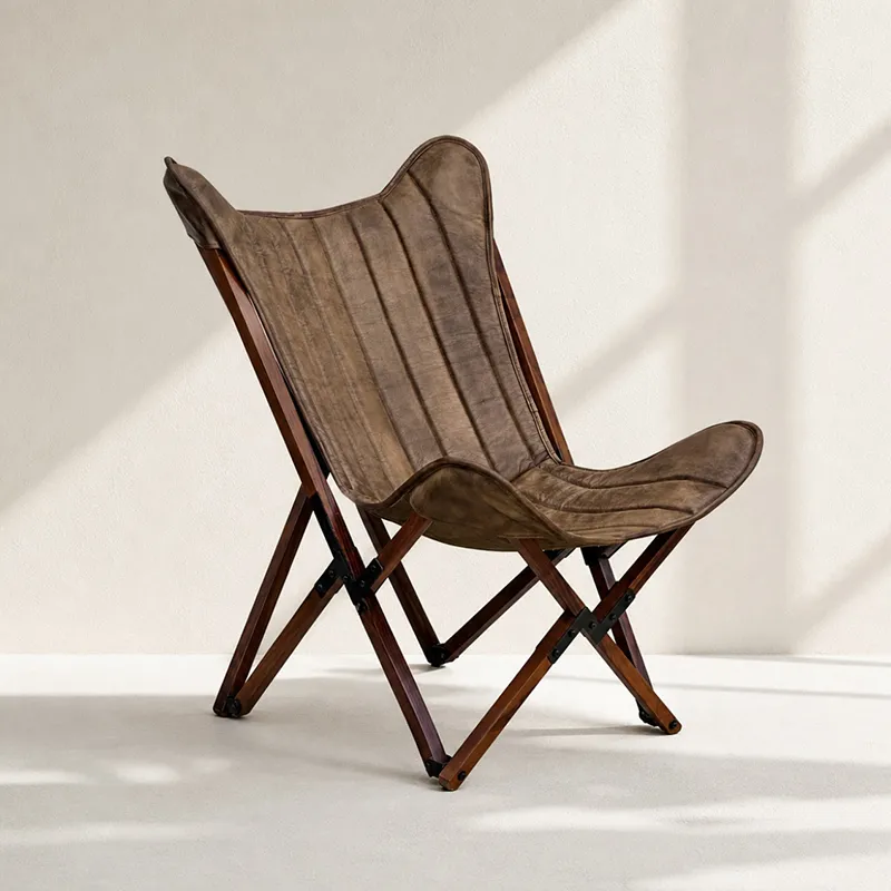 arovio buffalo leather folding chair