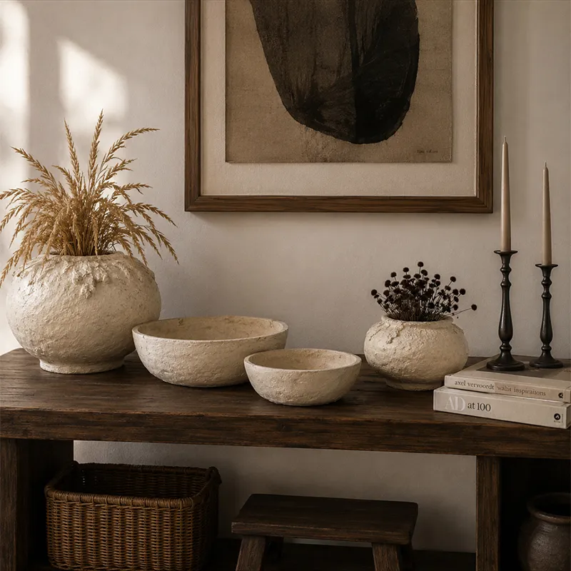 harbor papier mache bowl - calmera collection