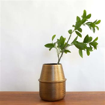 Rattan Patterned Brass Pot